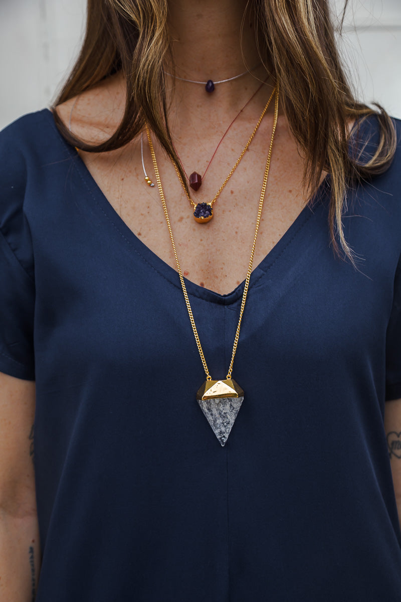 Collar Diamante Cuarzo Cristal