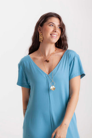 Enterizo Alma con mangas - Azul Cristal