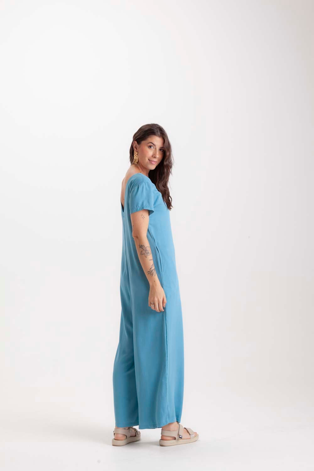 Enterizo Alma con mangas - Azul Cristal