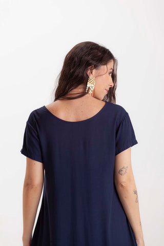 Vestido Alma cuello V o Redondo  - Azul Oscuro