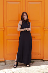 Vestido LUPE cuello alto sin mangas con aberturas - Negro
