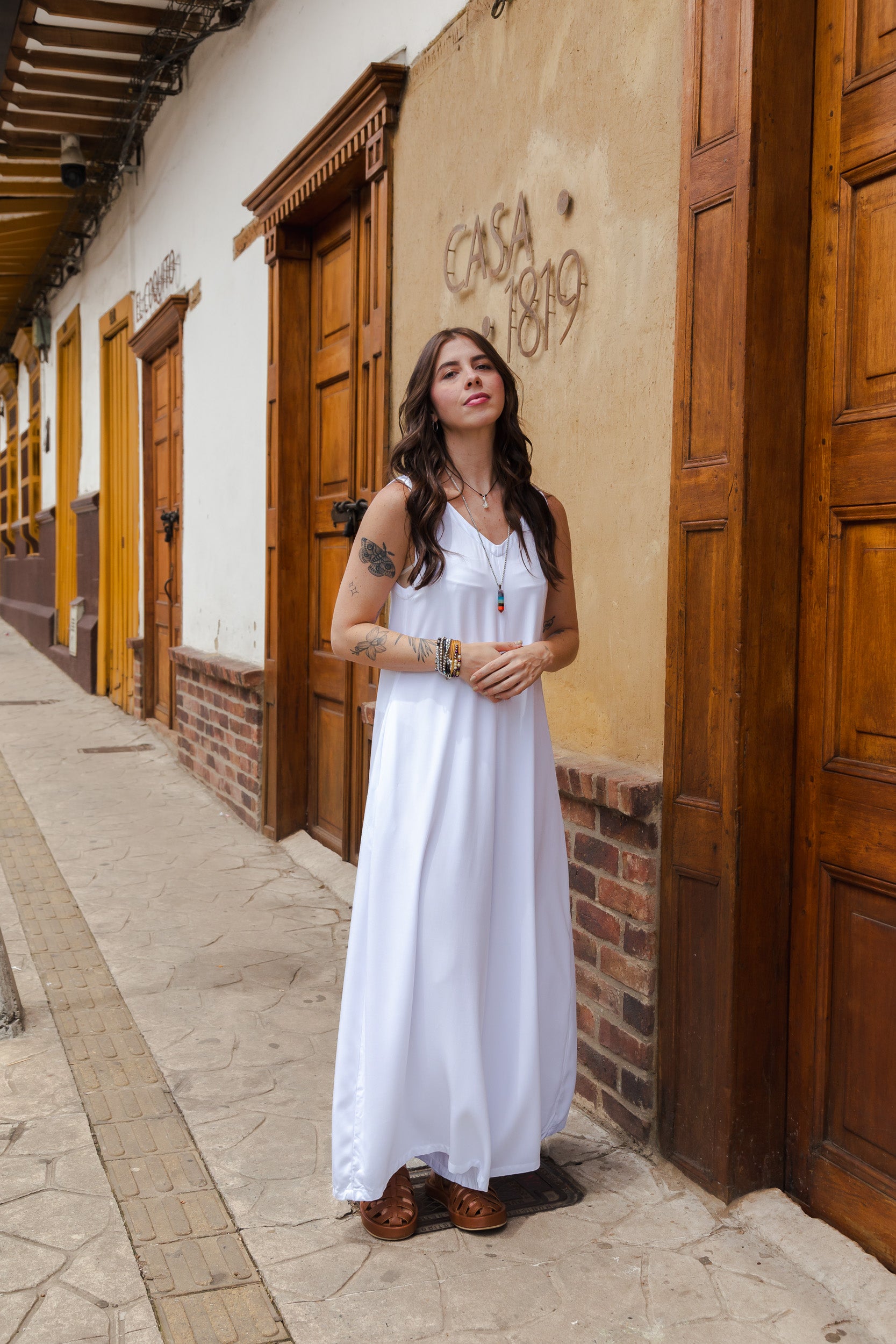 Enterizo Bahia Chalis sin mangas bota amplia - Blanco
