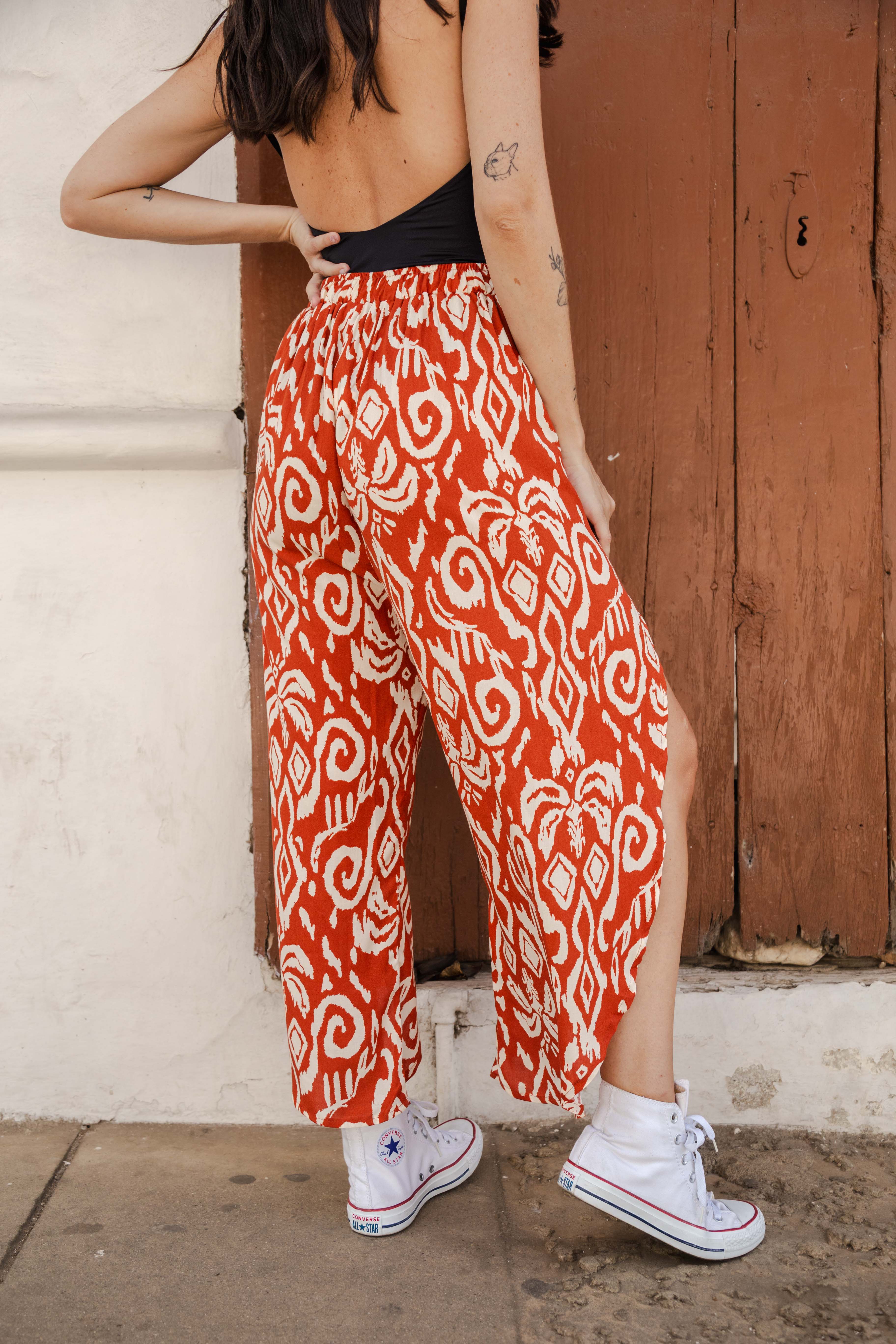 Pantalón fátima pescador aberturas frontales - Estampado Boho