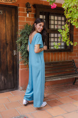 Enterizo Alma con mangas - Azul Cristal