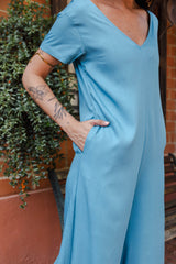 Enterizo Alma con mangas - Azul Cristal