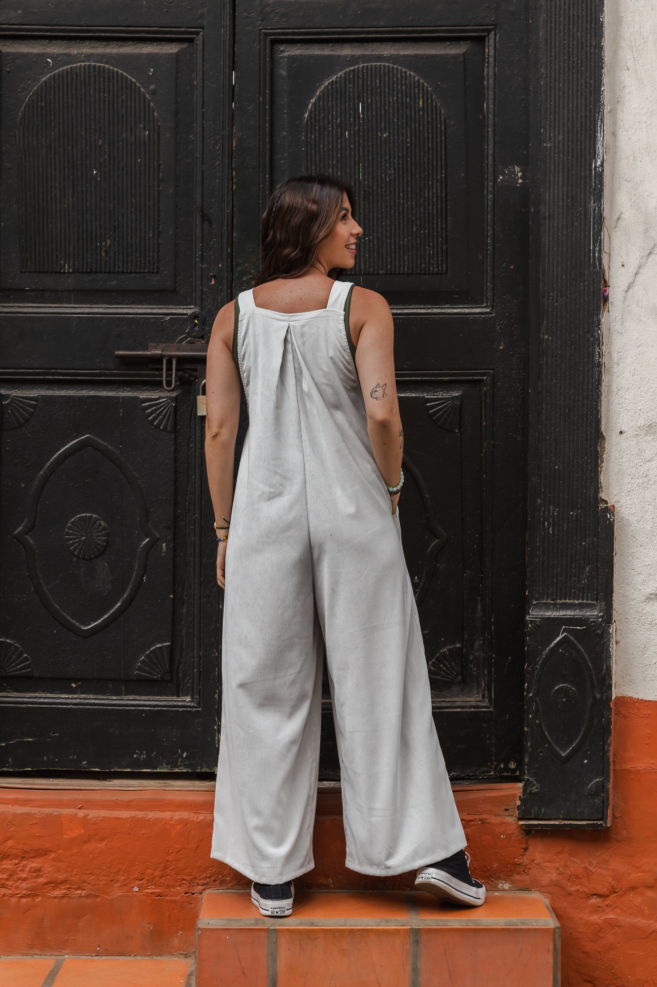 Overall Étnica corduroy sin mangas - Ceniza