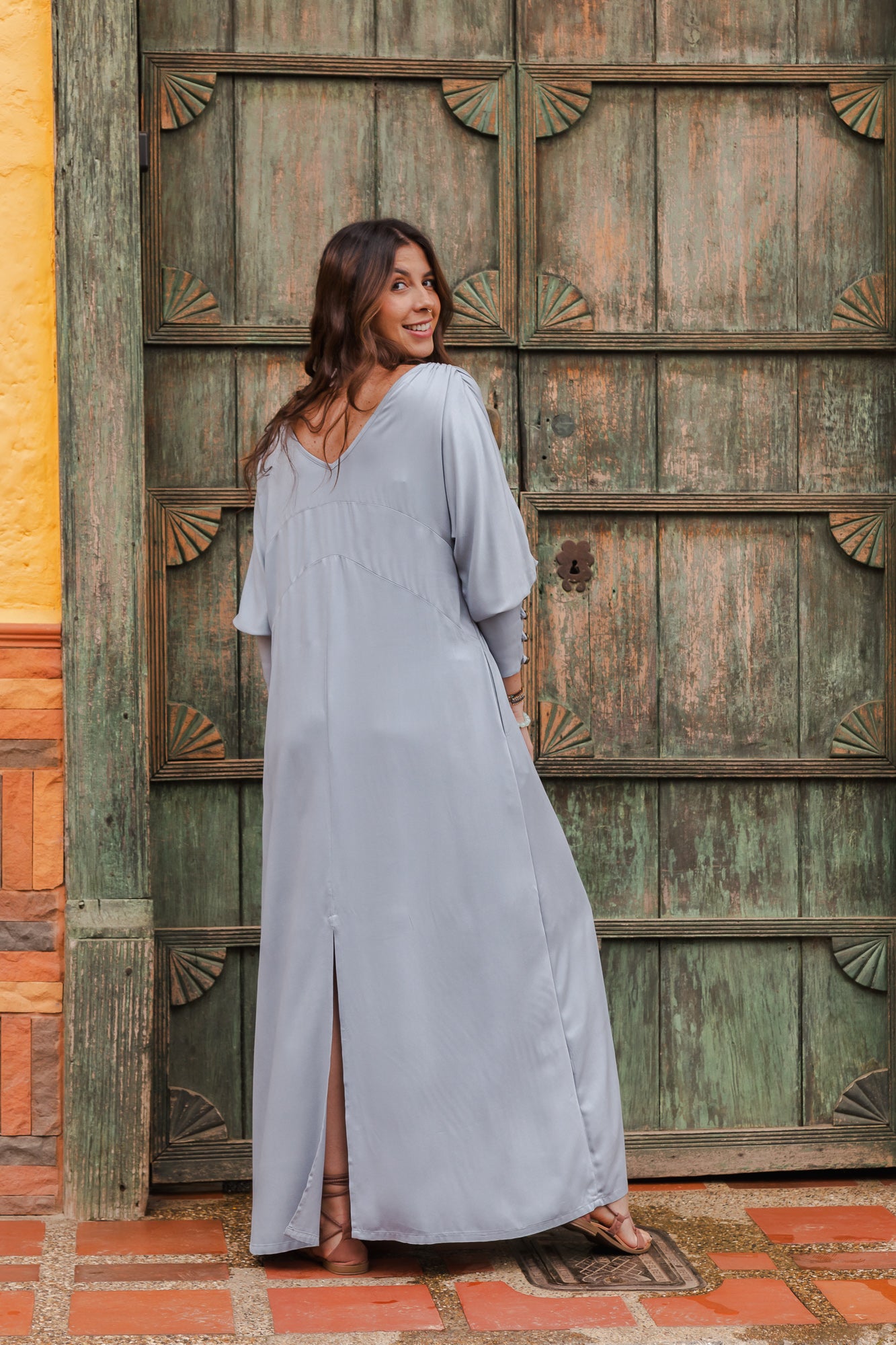 Vestido Mulatta manga larga y bolsillos - Gris