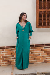 Vestido Mulatta manga larga y bolsillos - Verde esmeralda