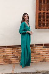 Vestido Mulatta manga larga y bolsillos - Verde esmeralda