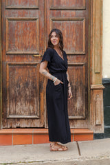 Vestido Étnica Largo con mangas y aberturas frontales - Negro