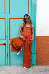 Overall Étnica corduroy sin mangas con bolsillos - Zapote