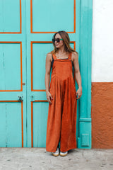 Overall Étnica corduroy sin mangas con bolsillos - Zapote