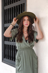 Vestido Étnica Largo con mangas y aberturas frontales - Verde Oliva