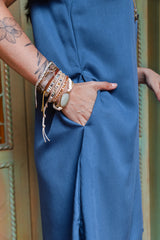 Vestido Alma Corto cuello en v o redondo - Mini Dress - Azul Índigo