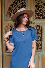 Vestido Alma Corto cuello en v o redondo - Mini Dress - Azul Índigo