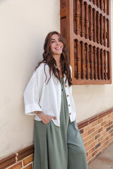 Blusa Boho manga 3/4  - Blanca