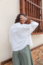 Blusa Boho manga 3/4  - Blanca