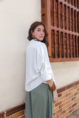 Blusa Boho manga 3/4  - Blanca