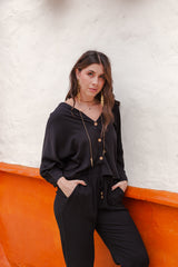 Set Margaret Blusa boho más Pantalón - Negro