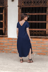 Vestido Alma multi cuello en v o redondo  - Azul Oscuro