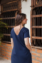 Vestido Alma multi cuello en v o redondo  - Azul Oscuro