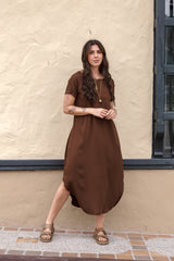Vestido Alma cuello en v o redondo  - Marrón