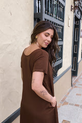 Vestido Alma cuello en v o redondo  - Marrón