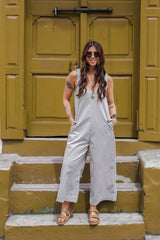 Enterizo Mariann sin mangas cuello en v - Gris