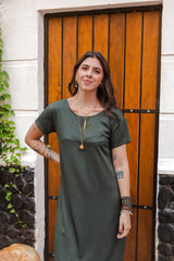 Vestido Alma multi cuello en v o redondo - Verde militar
