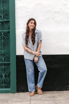 Camisa classic recta con botones - Gris
