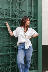 Camisa Classic recta con botones  - Blanca