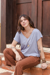 Blusa Nicanora cuello en V  - Gris