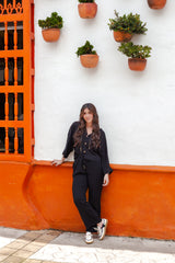 Set Margaret Blusa boho más Pantalón - Negro