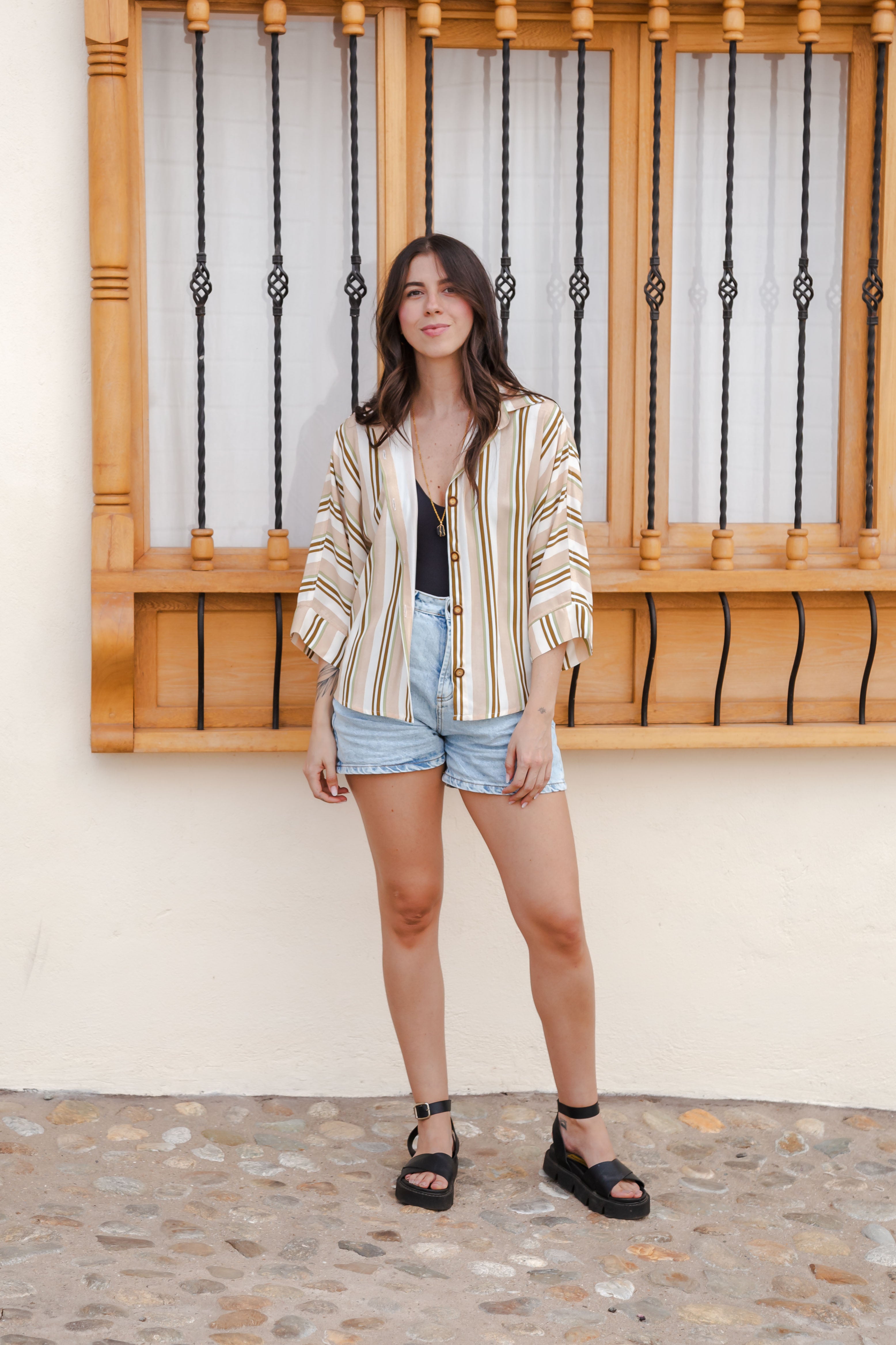 Blusa Boho manga 3/4  - Rayas Boho