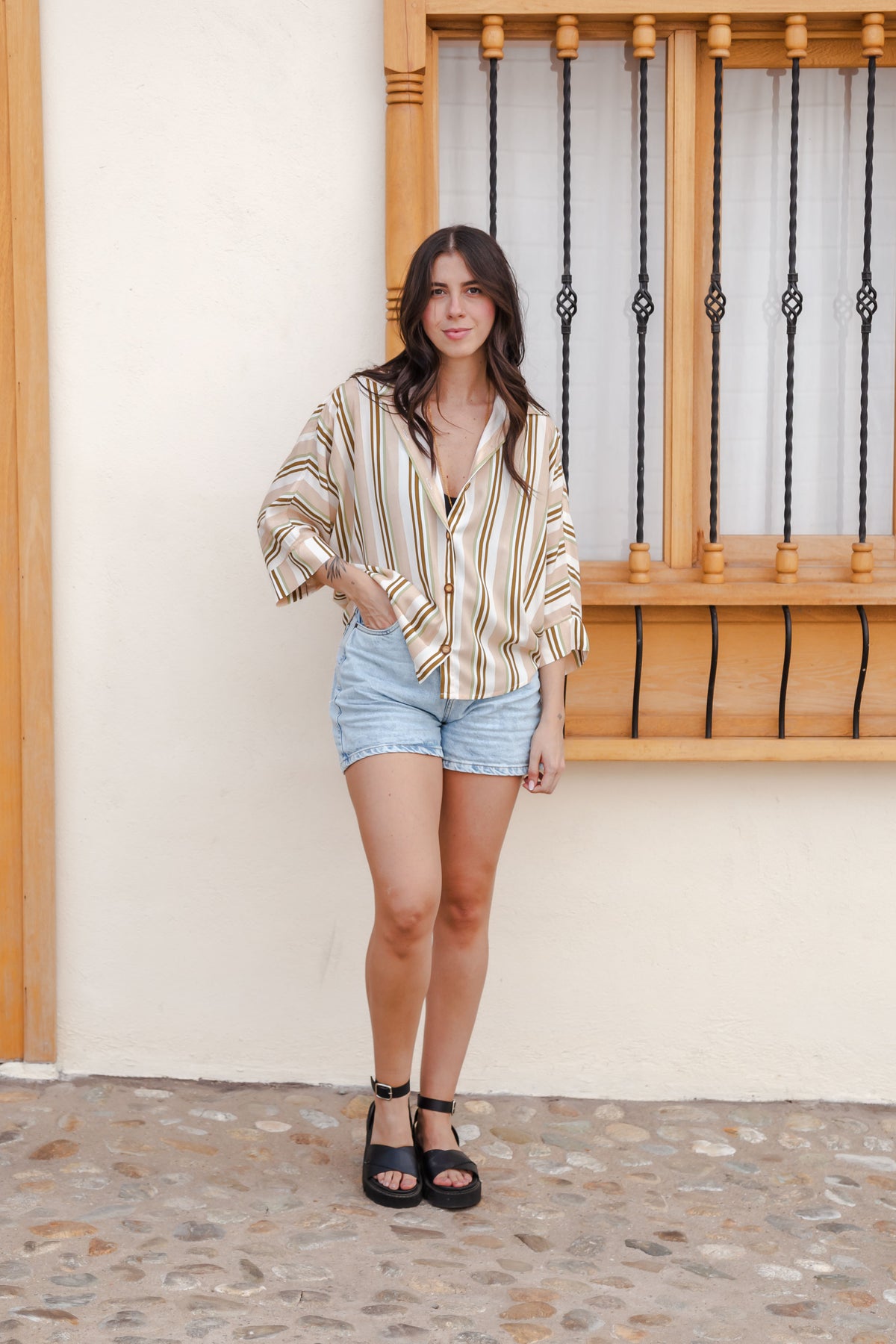 Blusa Boho manga 3/4  - Rayas Boho