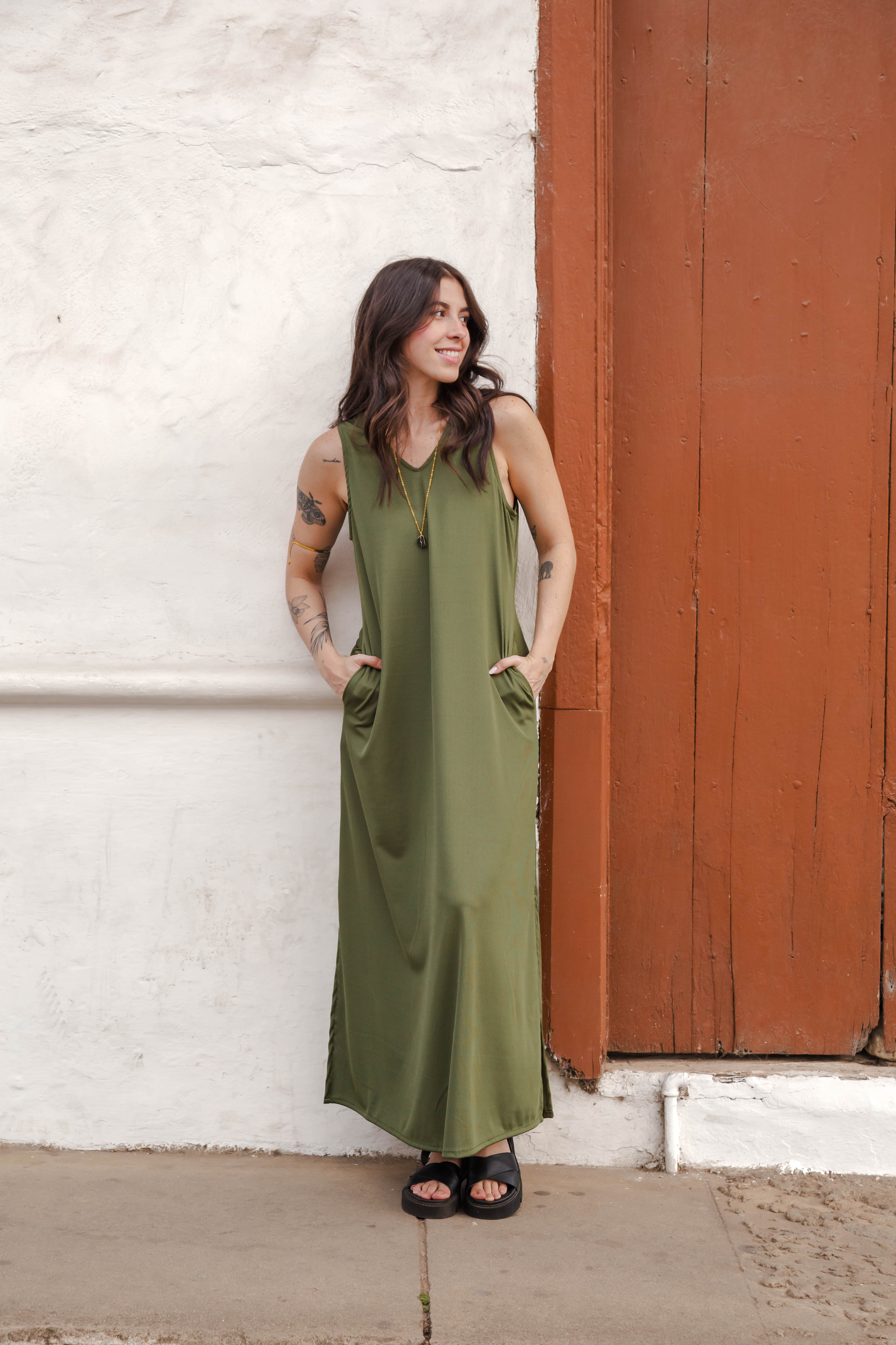 Vestido Largo sin mangas - Verde