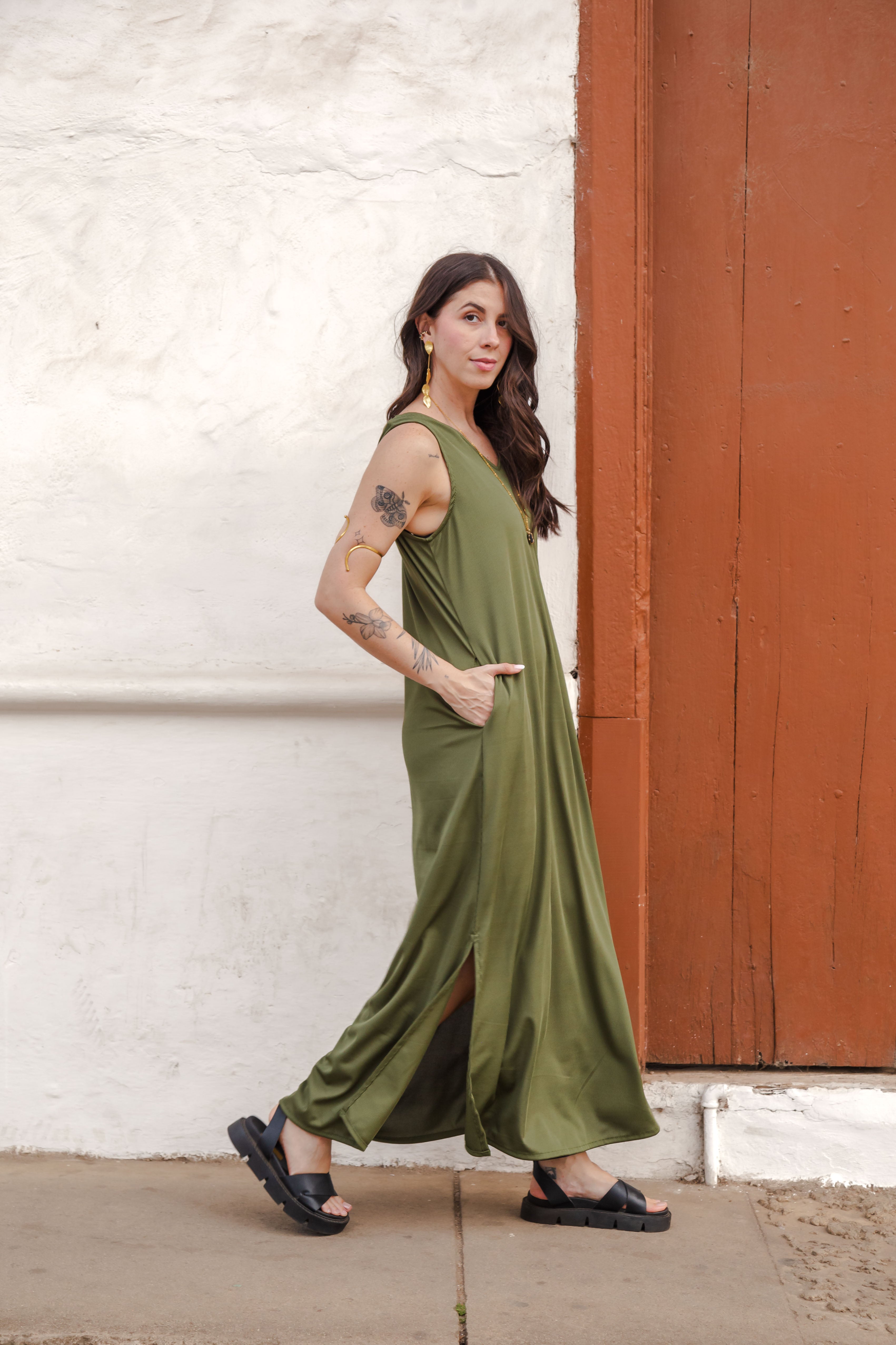 Vestido Largo sin mangas - Verde
