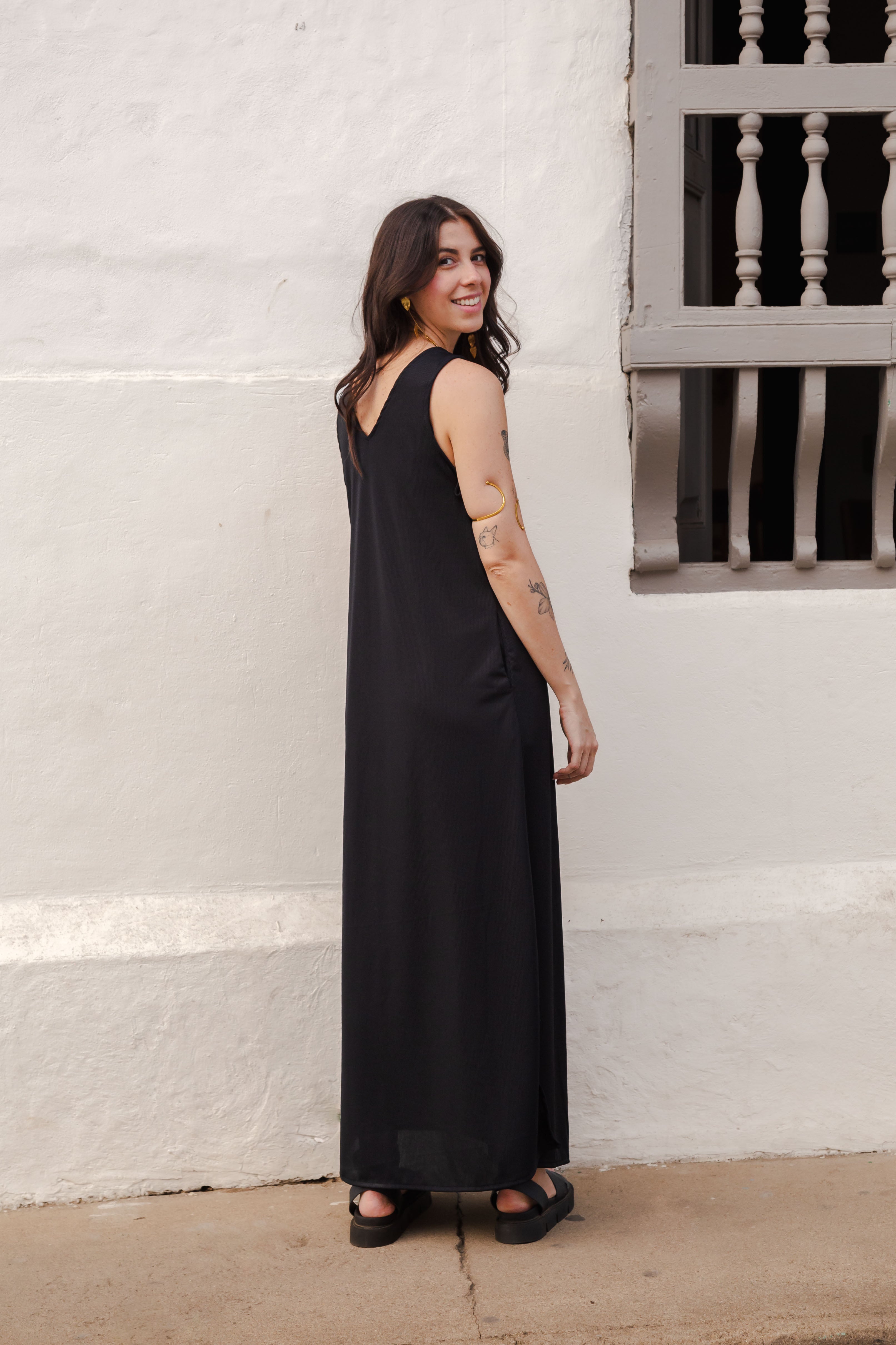 Vestido Largo sin mangas - Negro
