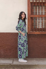 Vestido maxi vera manga larga con aberturas - Azuleida