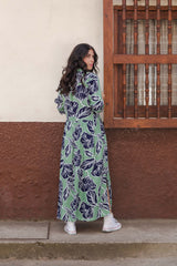 Vestido maxi vera manga larga con aberturas - Azuleida