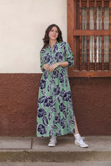 Vestido maxi vera manga larga con aberturas - Azuleida