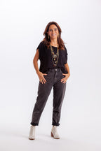 Blusa Cuello Bandeja Negra Talla U