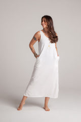 Vestido Flora sin mangas con bolsillos - Color Blanco hueso
