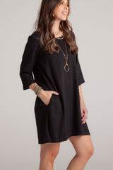 Vestido Carlota corto manga 3/4 - Negro