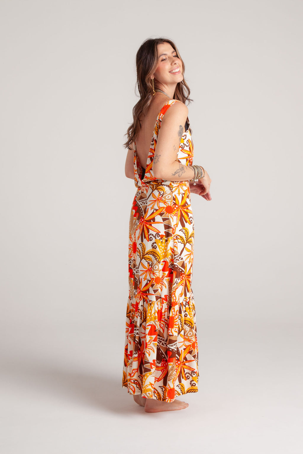 Vestido inspiración cuello recto con tiras y bolero - Flor Jamaica