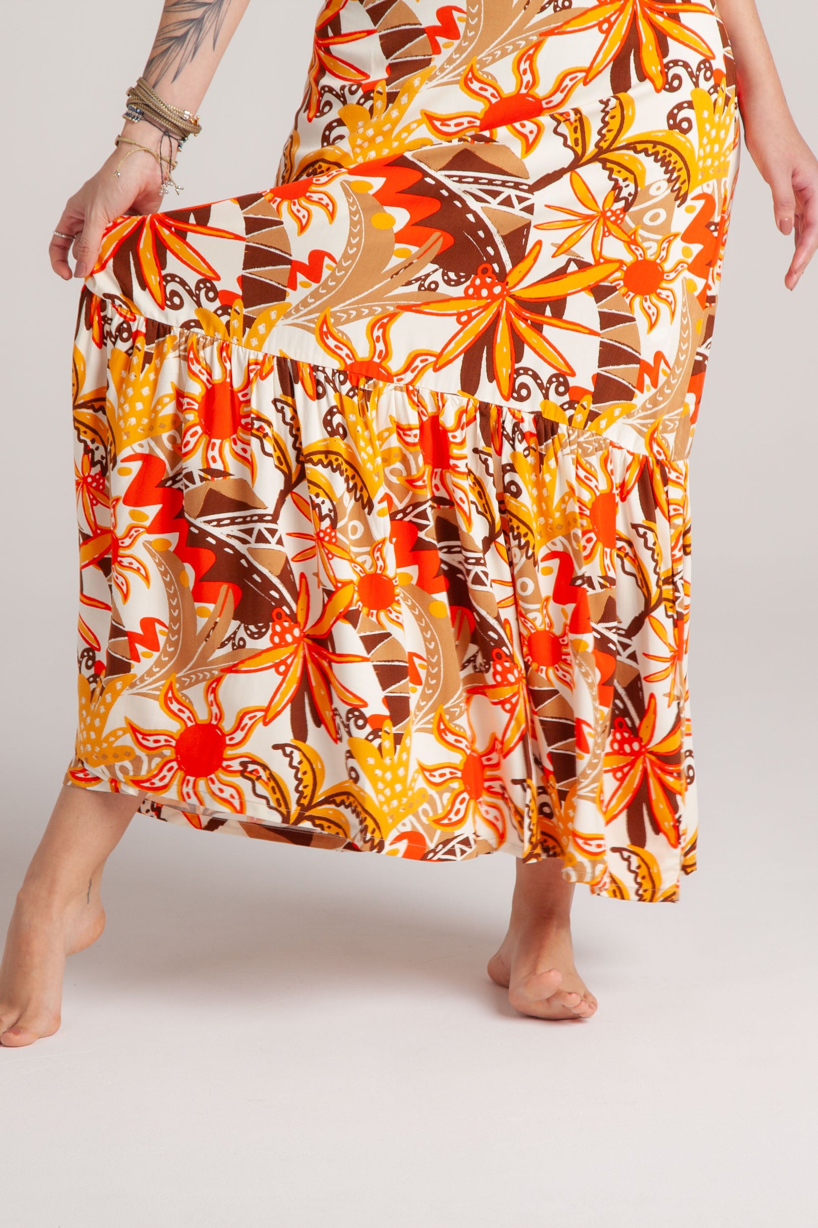 Vestido inspiración cuello recto con tiras y bolero - Flor Jamaica