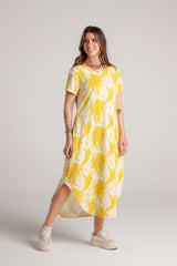 Vestido Alma multi cuello en v o redondo  - Tie Dye Verde Limón