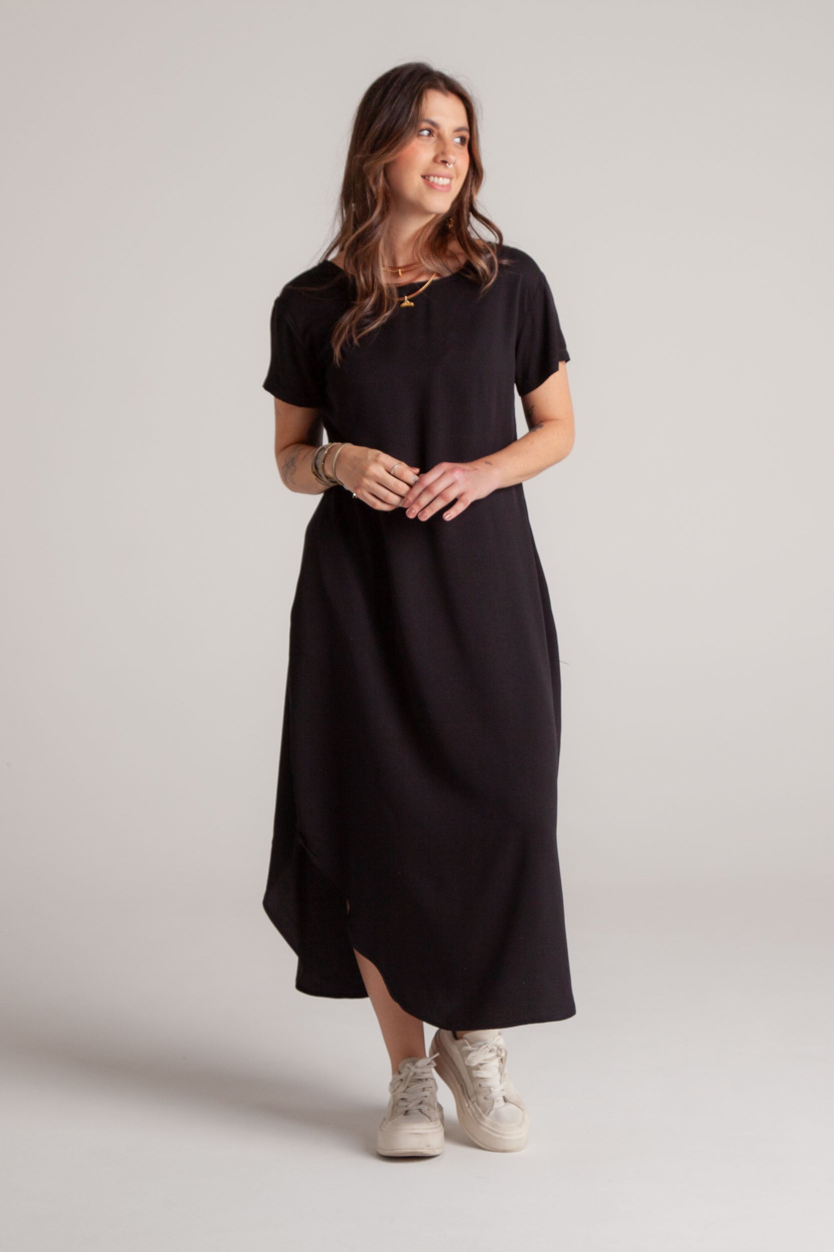 Vestido Alma multi cuello en v o redondo - Negro