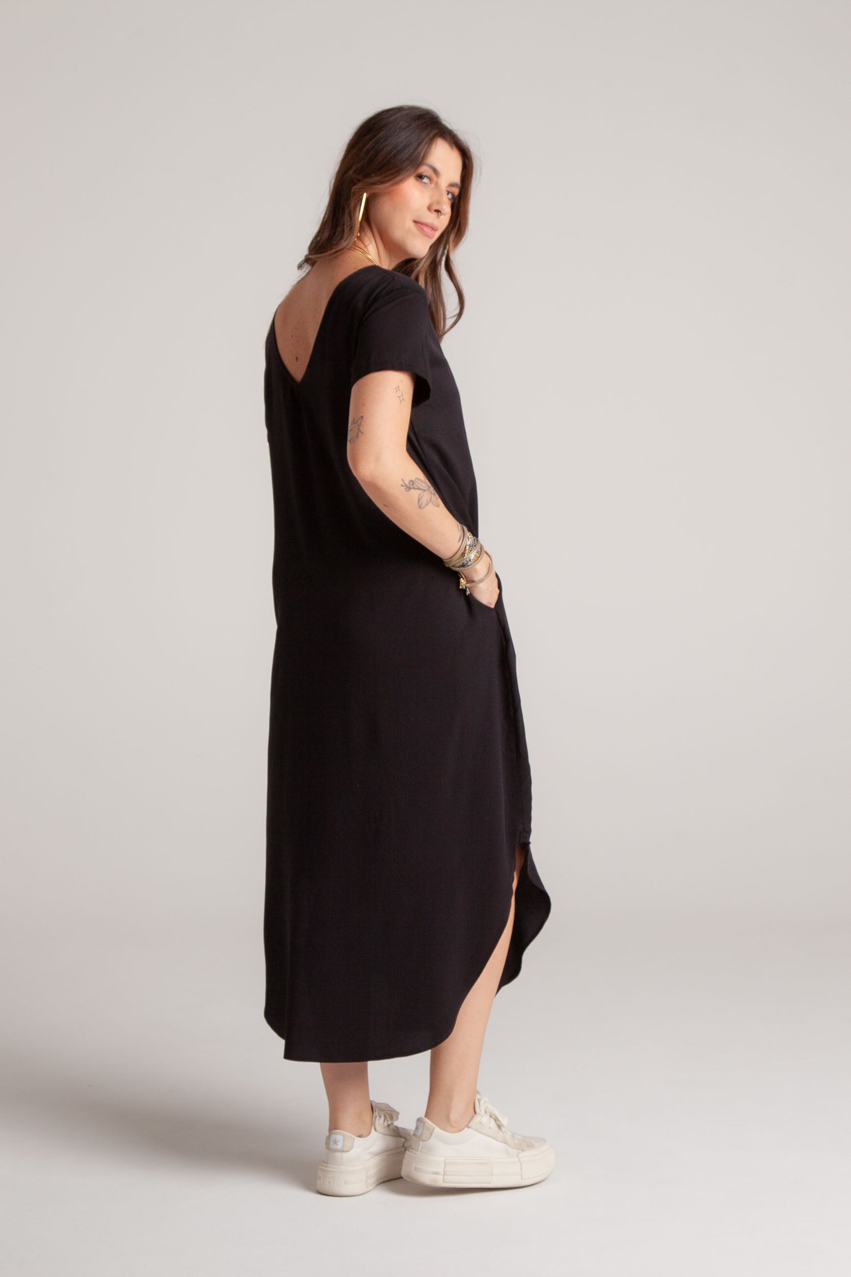 Vestido Alma multi cuello en v o redondo - Negro