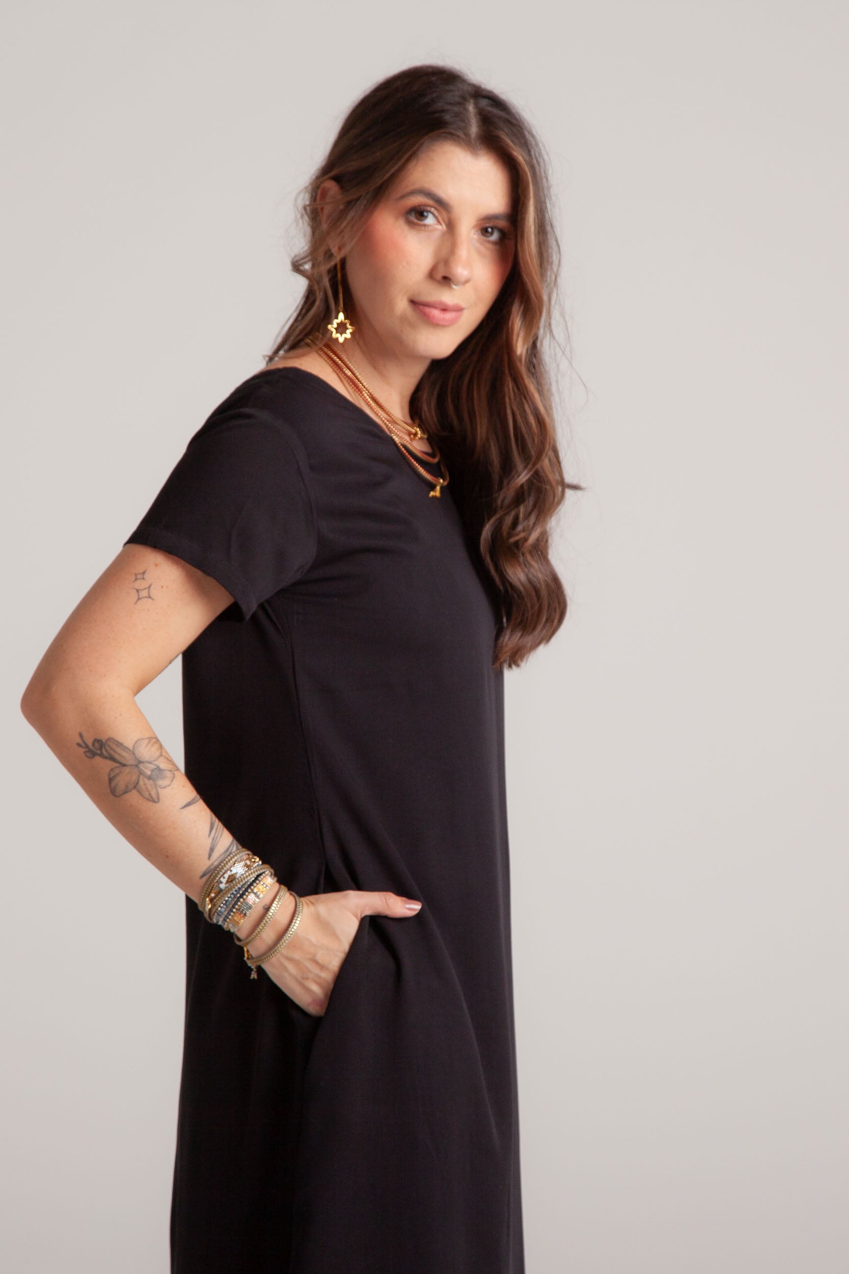 Vestido Alma multi cuello en v o redondo - Negro